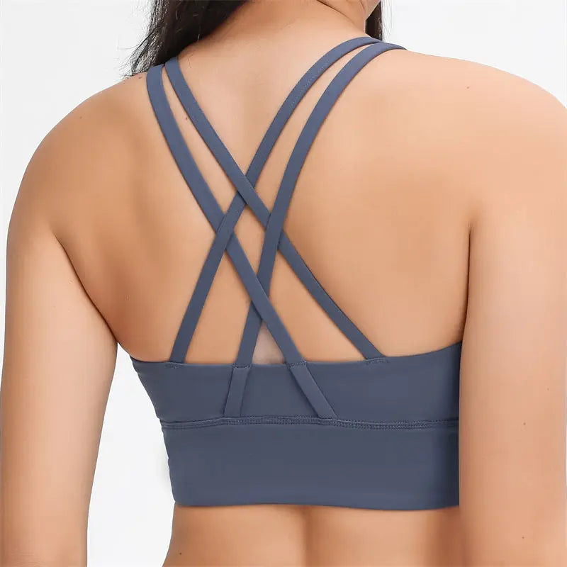 Canmol Double Brushed Mesh Sports Vest with Crisscross Back and Built-In Bra