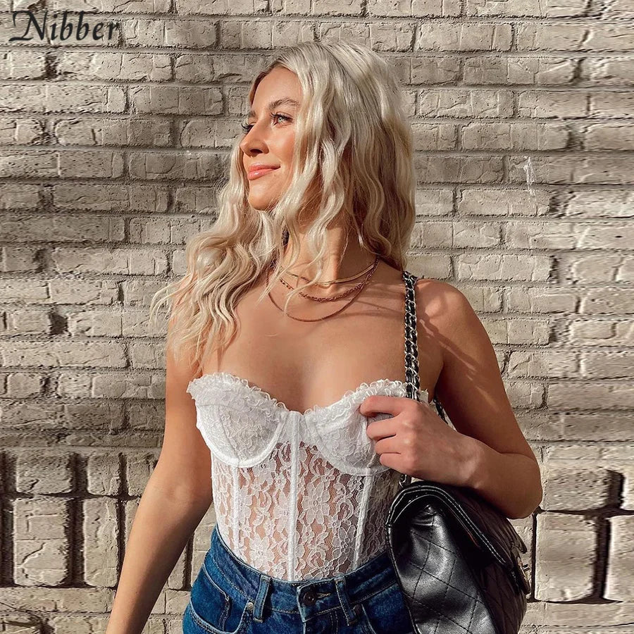 Canmol Lace Off Shoulder Top - Elegant Party Tube Top for Women