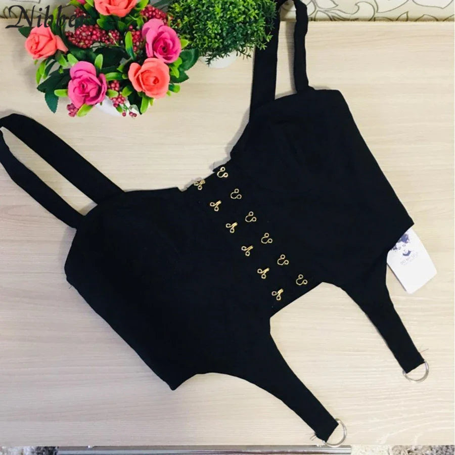 Canmol Black Crop Top Camisole: 2020 Spring Trend for Women, Perfect for Home & Street Fashion