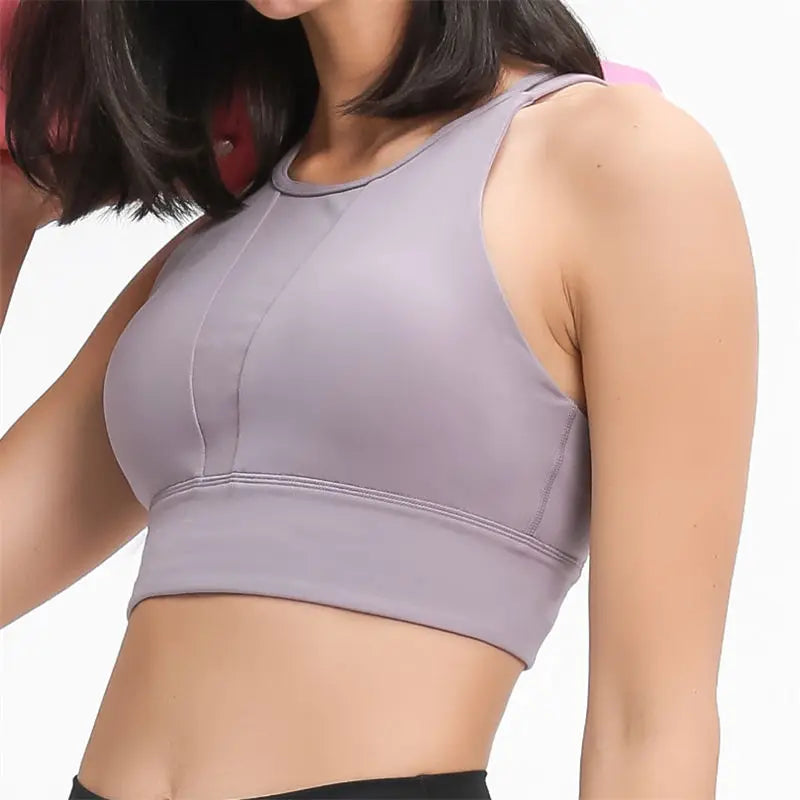 Canmol Double Brushed Mesh Sports Vest with Crisscross Back and Built-In Bra