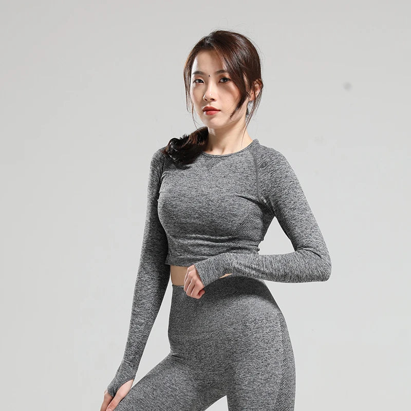 Canmol Long Sleeve Yoga Top - Women's Sports Shirt Gym Workout Top