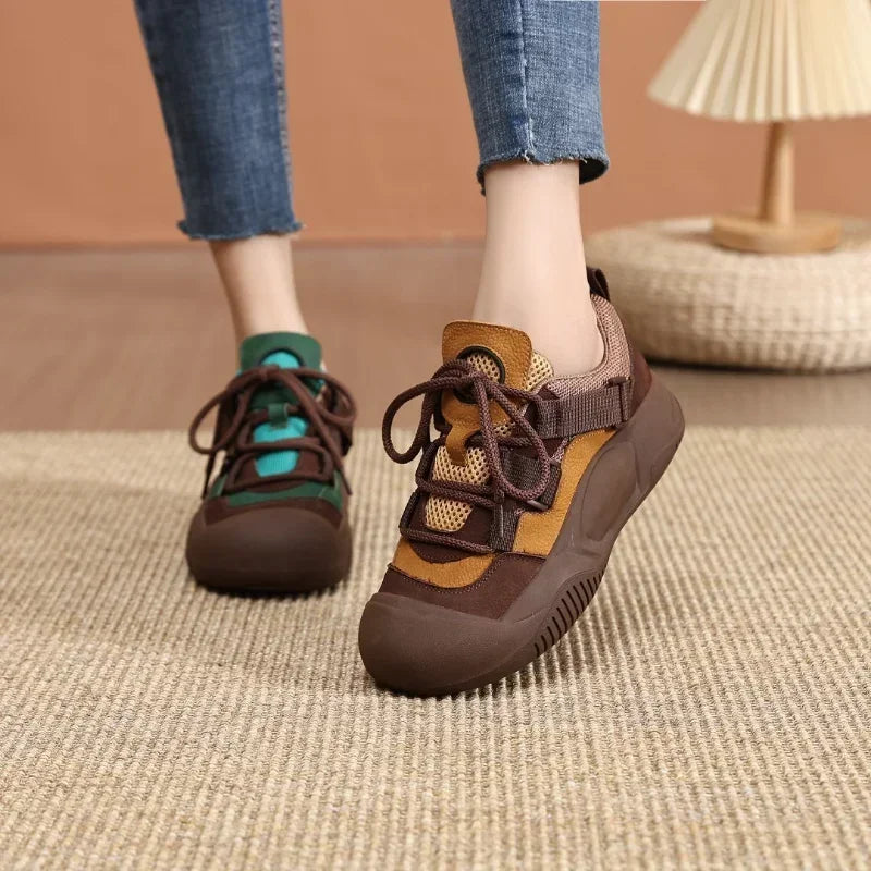 Canmol Platform Sneakers: Women's Spring/Autumn Fashion Lace-Up Running Shoes