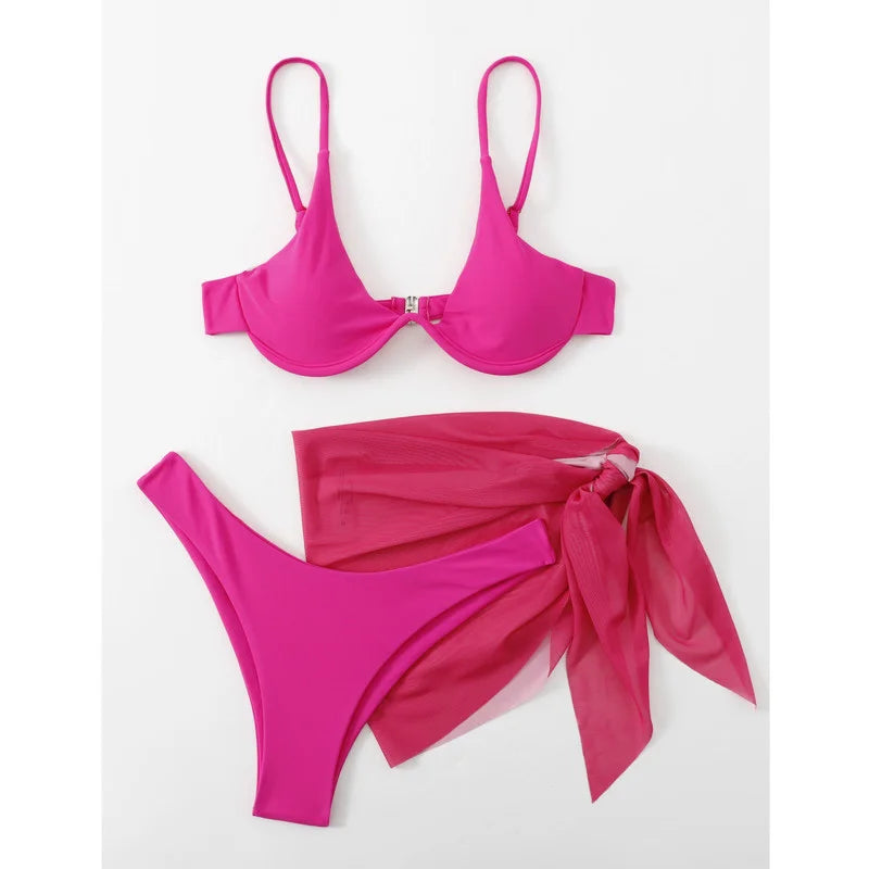 Canmol 3-Piece Bikini Set 2024 - Beach Swimwear & Bathing Suit for Women
