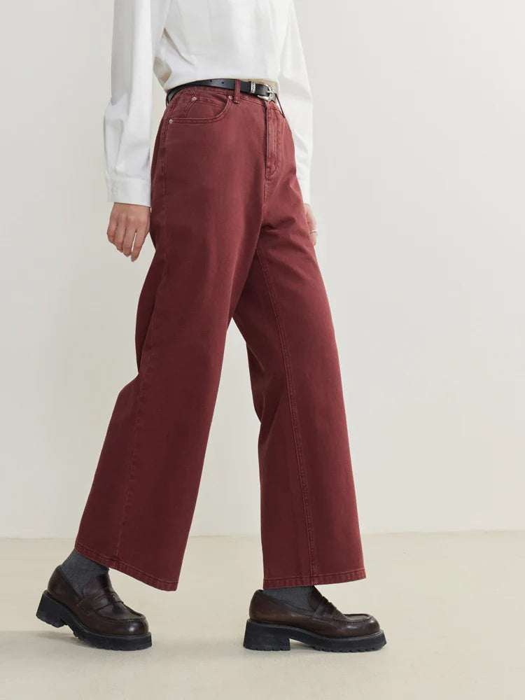 Canmol High Waist Colored Jeans: Retro Style & Loose Fit Women's Fashion Trousers