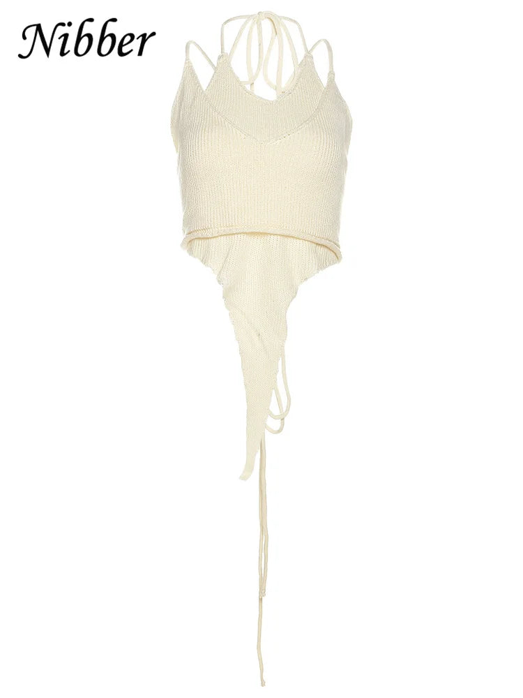 Canmol Knit Camis Set - Summer Chic Skinny Tank Tops - Irregular Streetwear Fashion