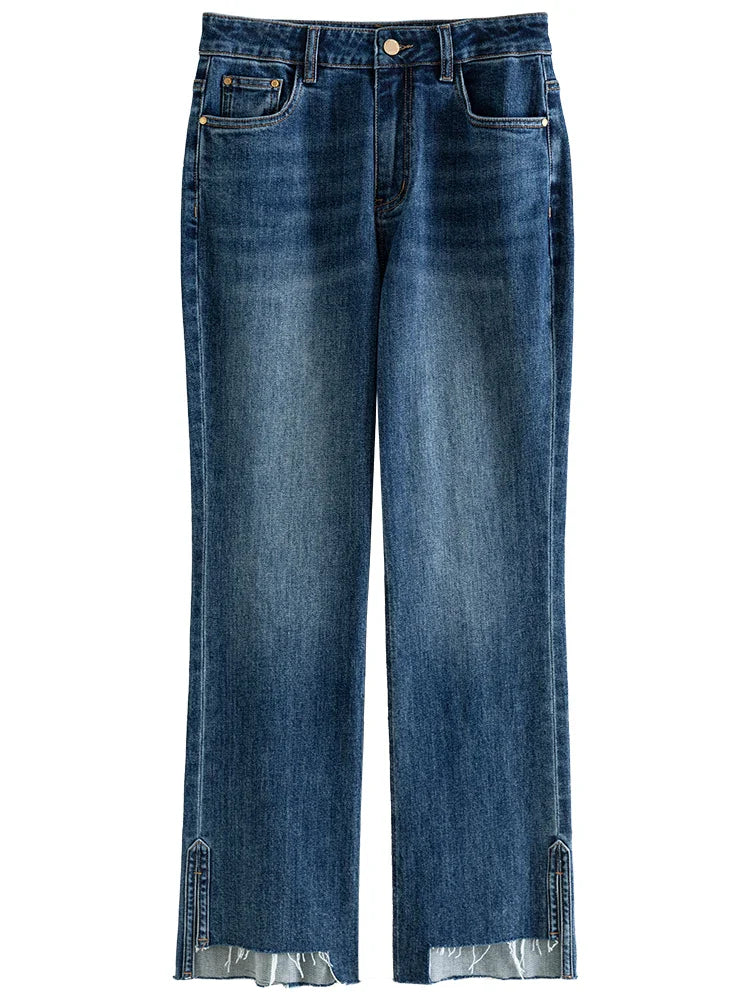 Canmol High Waist Bootcut Jeans in Retro Blue for Women