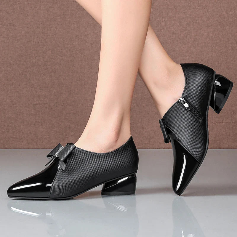 Canmol Black Rhinestone Sequin Low Heel Party Wedding Shoes