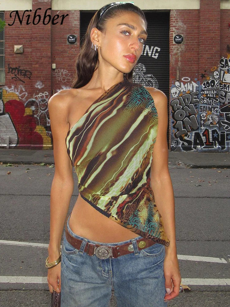 Canmol Asymmetrical Shoulder Tank Top Women's Sleeveless Hipster Vest
