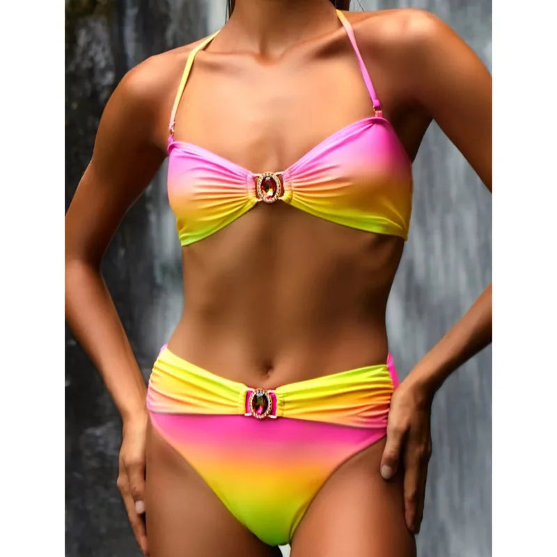 Canmol Gradient Rhinestone Bikini Swimwear for Women - 2023 Collection