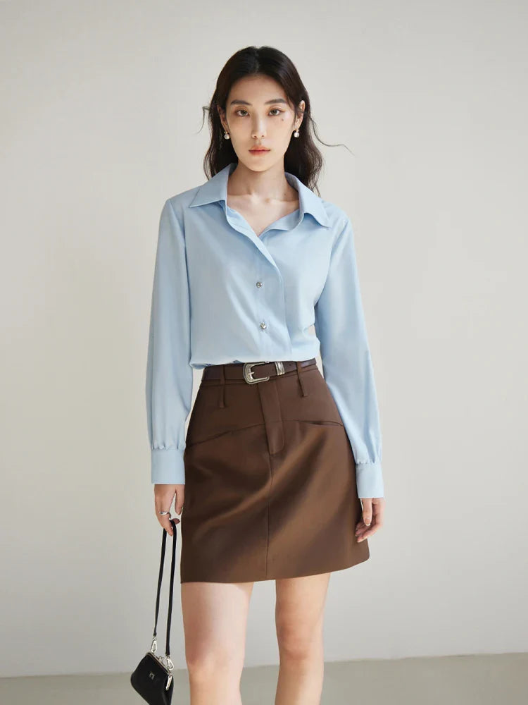 Canmol High Waist A-Line Mini Skirt with Pocket Detail for Women