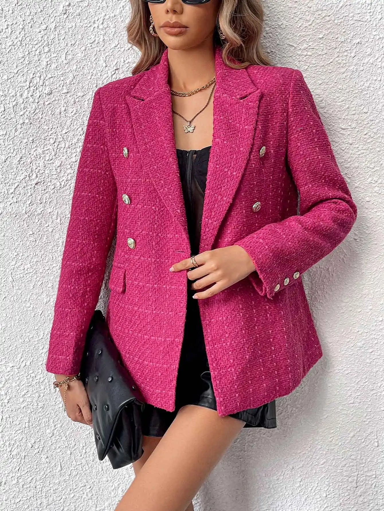 Vintage Double Breasted Tweed Blazer: Timeless Elegance for the Fashion Forward