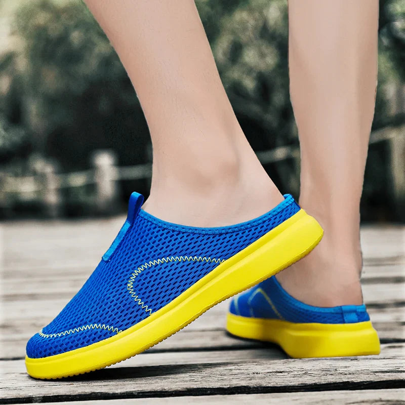 Canmol Mesh Men's Slides: Summer Indoor Outdoor Beach Sandals, Non-slip, Sizes 39-48.