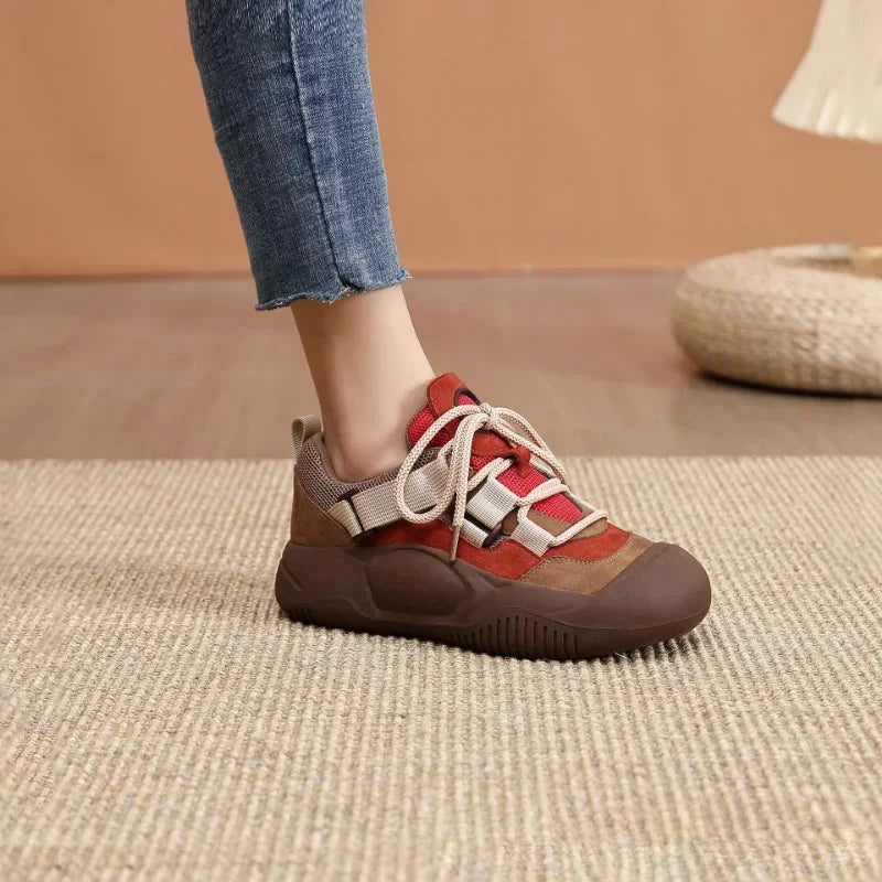Canmol Platform Sneakers: Women's Spring/Autumn Fashion Lace-Up Running Shoes