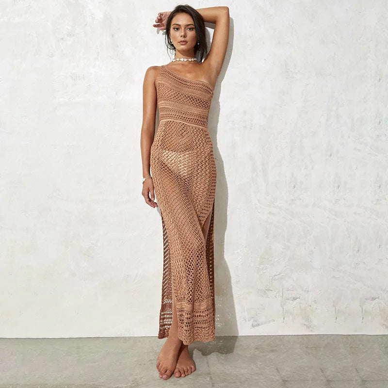 Canmol Sexy Knitted Maxi Mesh Beach Cover Up