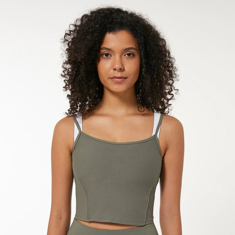 Canmol Women's Slim Fit Crop Tank Top - Sleeveless Yoga Camisole
