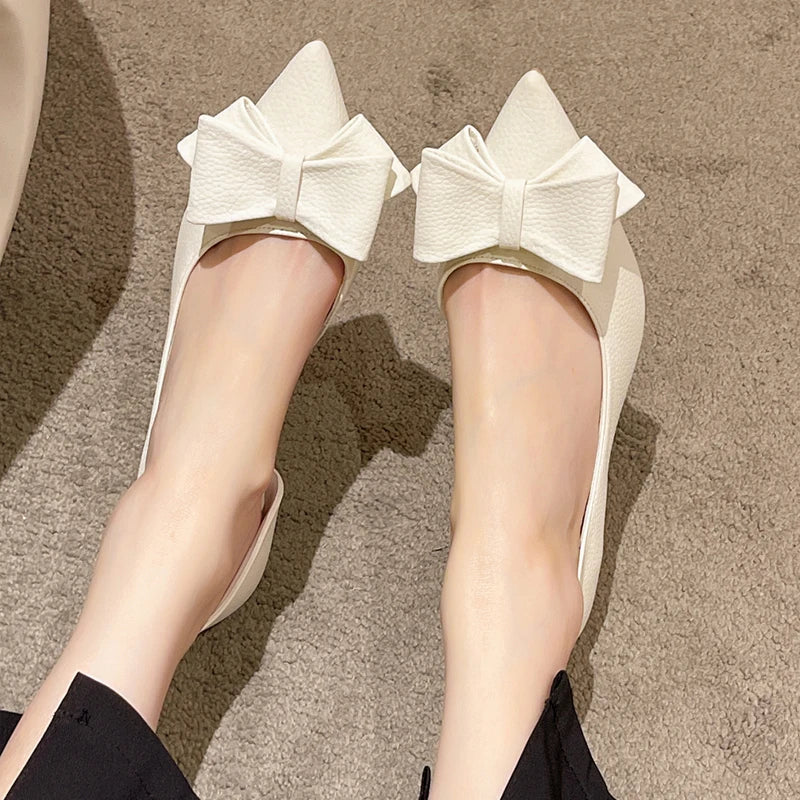 Canmol Bowknot Pointed Toe High Heels: Elegant Slip-On Pumps for Women