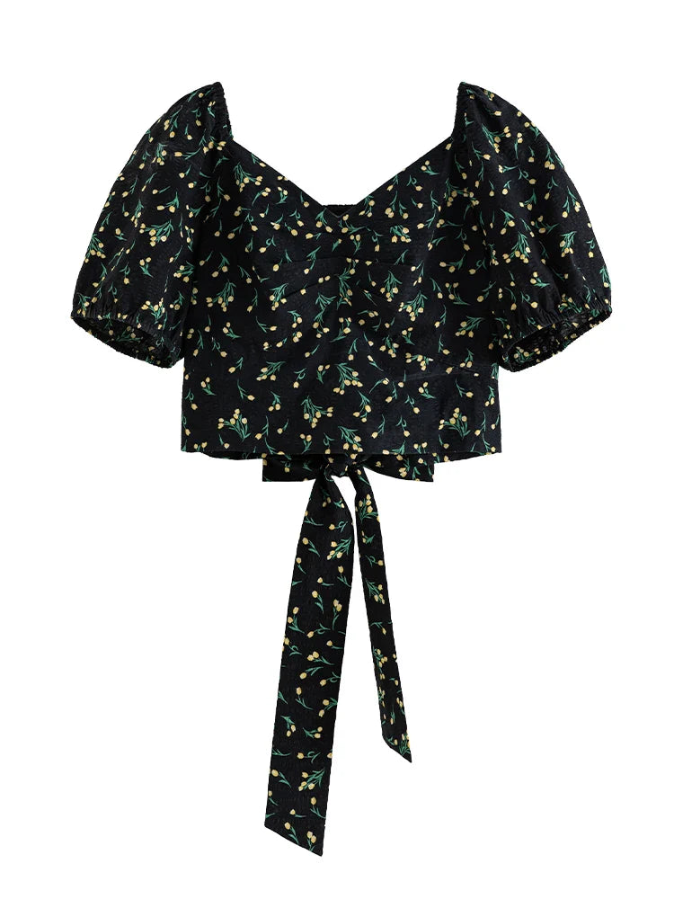 Canmol Black Floral Two-Piece Set 2023 Elegant Summer Fashion