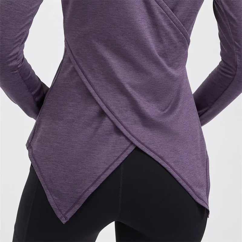 Canmol Women's Tie-Back Long Sleeve Gym Top-Lightweight Open Back Yoga Shirt