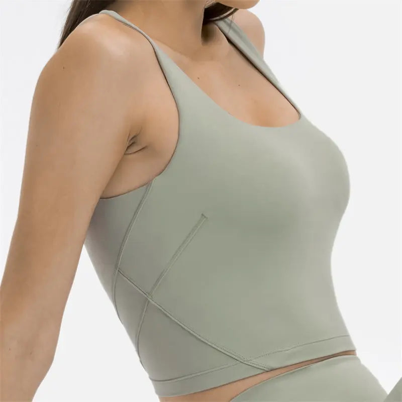 Canmol Longline Sports Bra: Wirefree Padded Medium Support Yoga Gym Running Workout Tank Top
