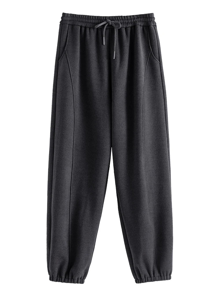 Canmol Retro Sporty Sweatpants - Women's Tapered Trousers with Elastic Waist