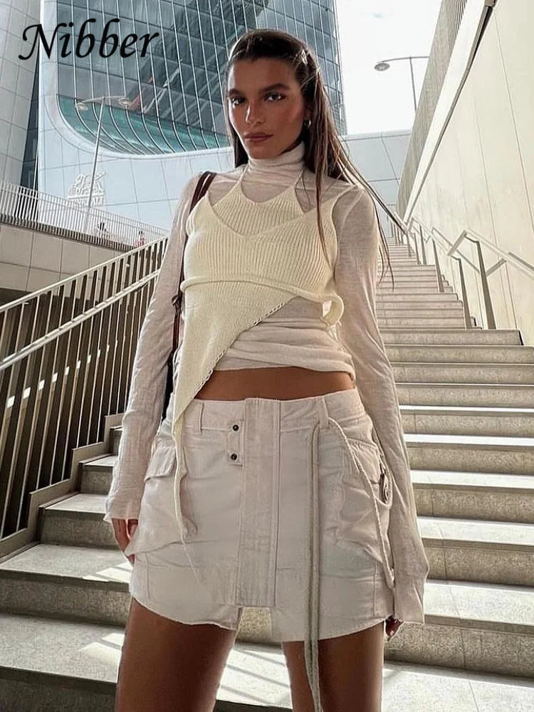 Canmol Knit Camis Set - Summer Chic Skinny Tank Tops - Irregular Streetwear Fashion
