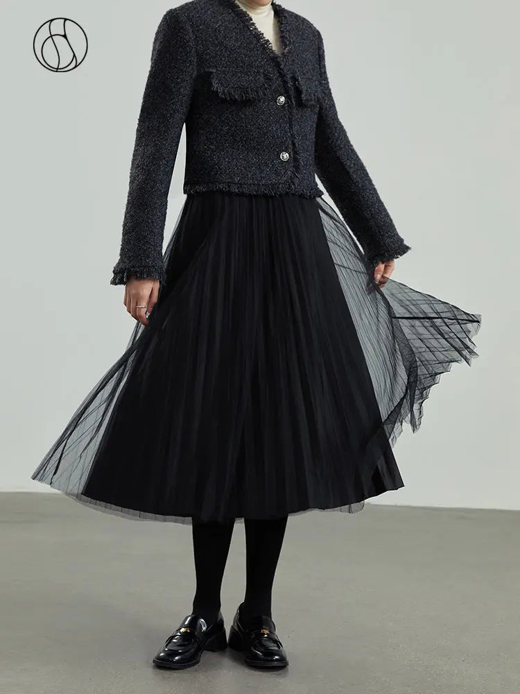 Canmol Reversible Accordion Pleated Long Puff Skirt | Winter 2022 New Arrival