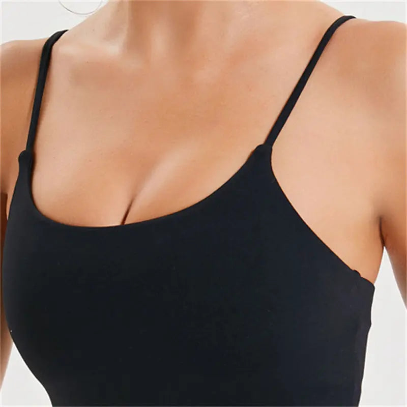 Canmol Women's Longline Tank with Built-In Bra and Removable Padding, Ideal for Workout