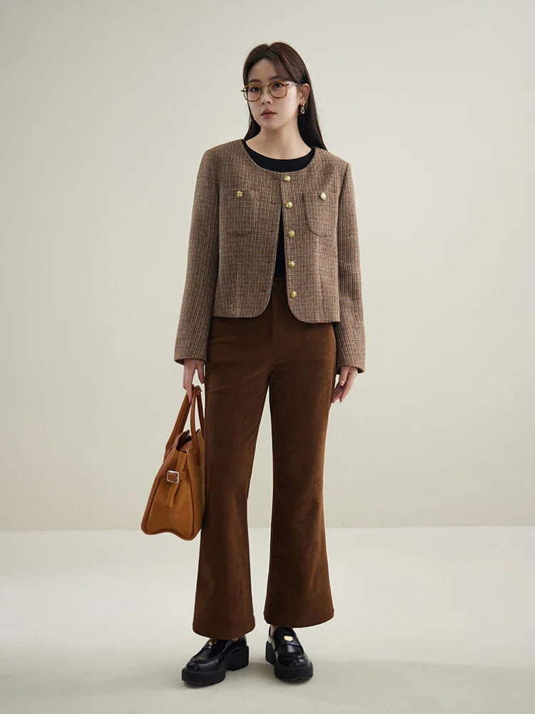 Canmol Retro Corduroy Flared Pants 2023 Winter Collection