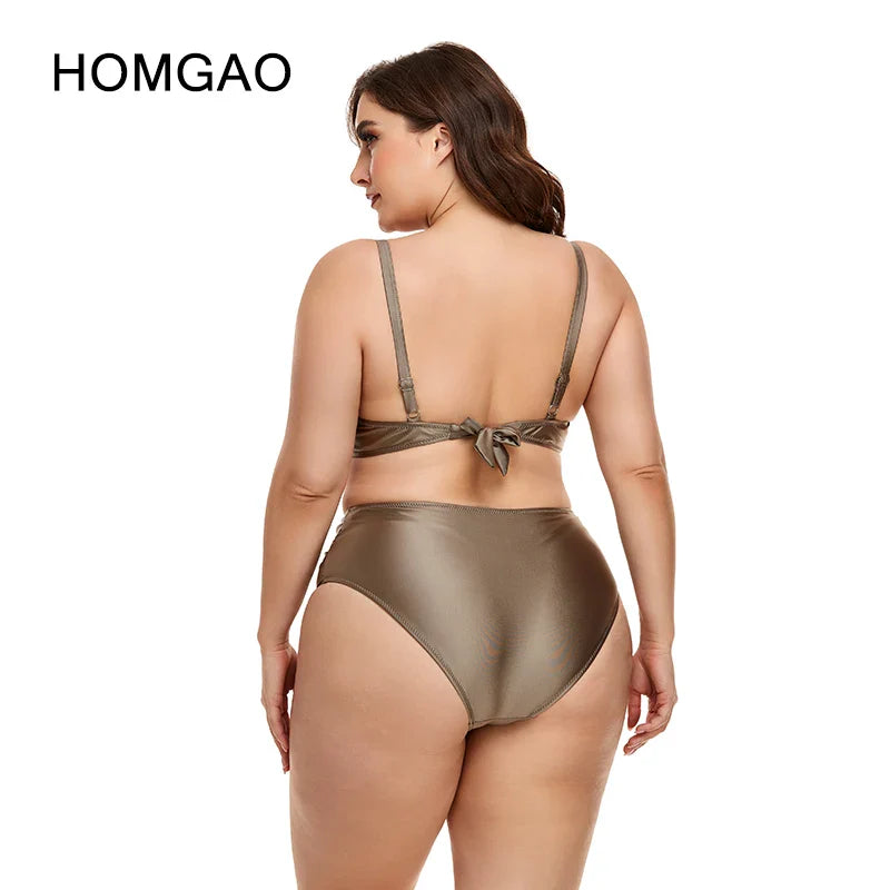 Canmol 2-Piece Bikini Set: V-Neck Swimwear for Women, XL-4XL