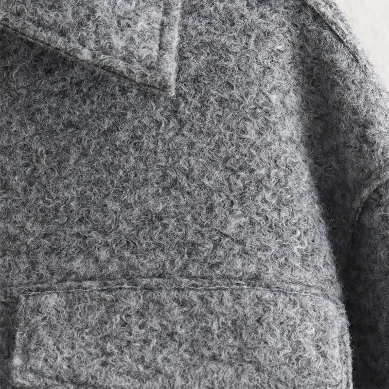 Canmol Chic Autumn-Winter Cropped Jacket: Tweed Zip Crop