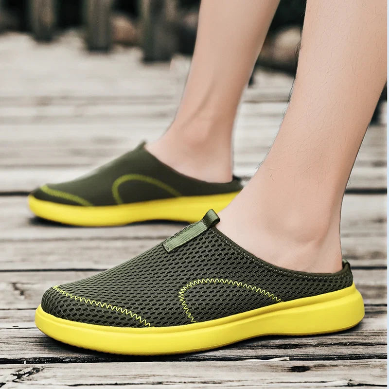 Canmol Mesh Men's Slides: Summer Indoor Outdoor Beach Sandals, Non-slip, Sizes 39-48.