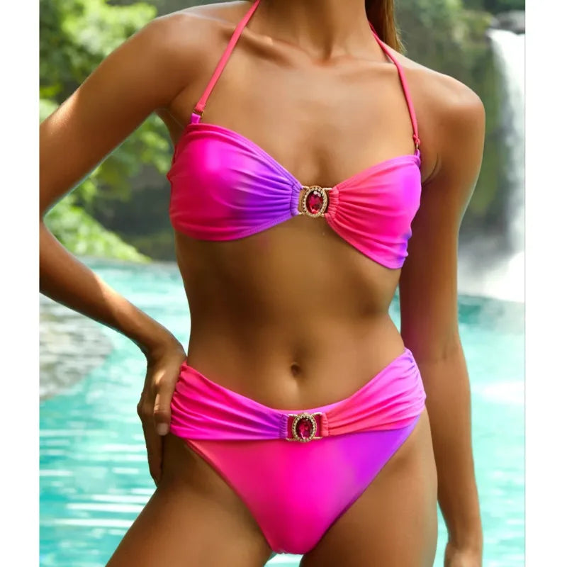 Canmol Gradient Rhinestone Bikini Swimwear for Women - 2023 Collection