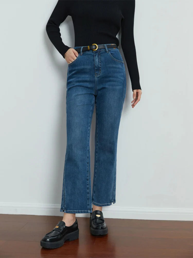 Canmol High-waist Bootcut Jeans: Slim Fit Commuter Style for Women