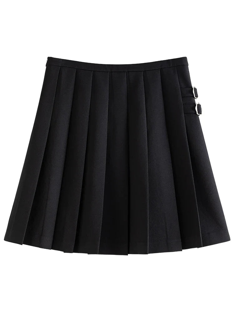 Canmol Niche Pleated Skirt: Dynamic High-waisted A-line Style