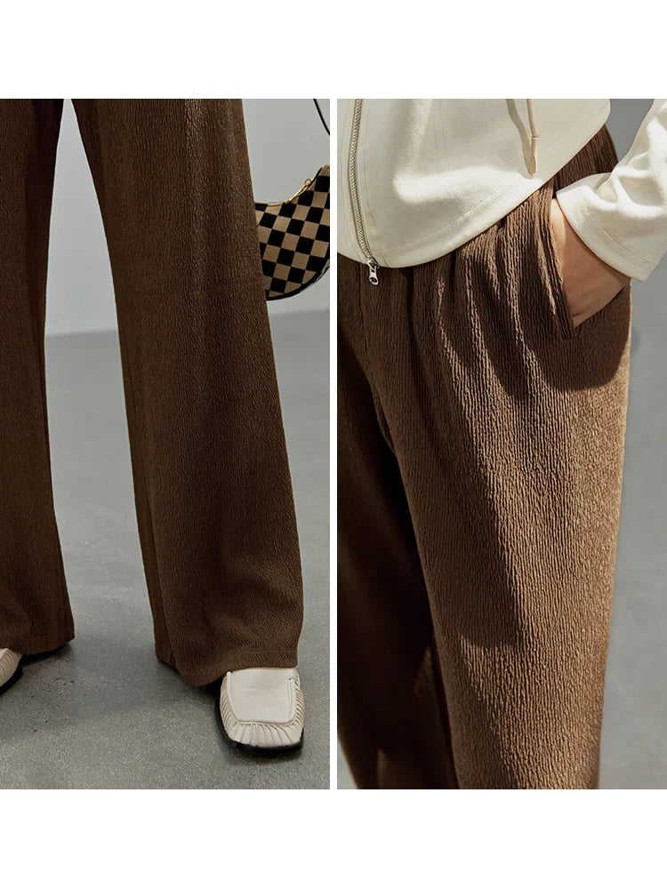 Canmol Simple Wide Leg Pants: High Waist, Slim Fit, Casual Solid Color - Autumn Style