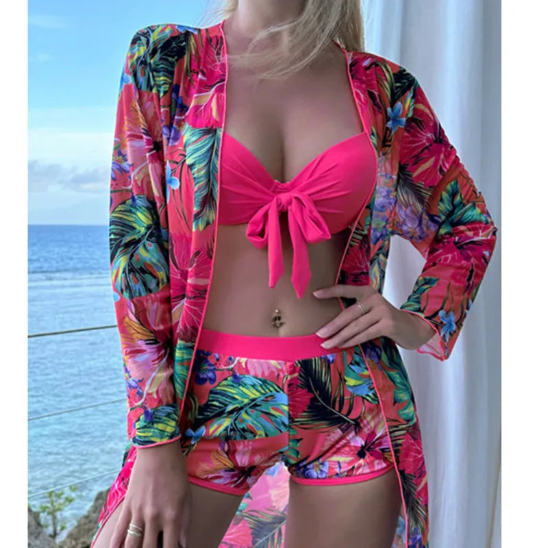 Canmol Floral Tankini Set: Stylish Two-Piece Swimwear for Women