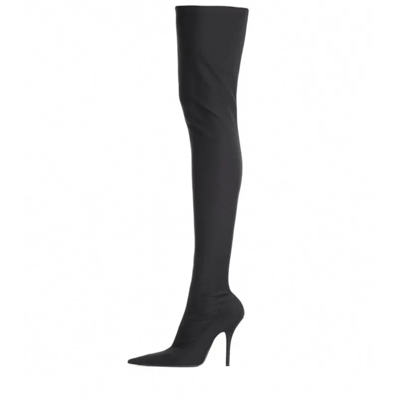 Canmol Modern Lycra Over-the-Knee Pointed High Heel Boots