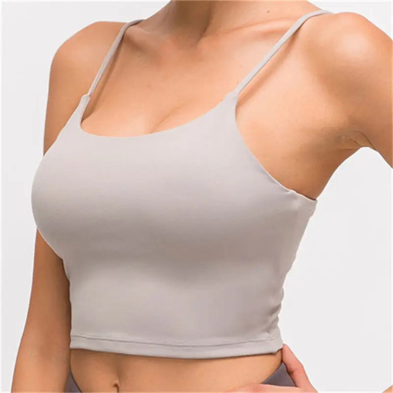 Canmol Women's Longline Tank with Built-In Bra and Removable Padding, Ideal for Workout