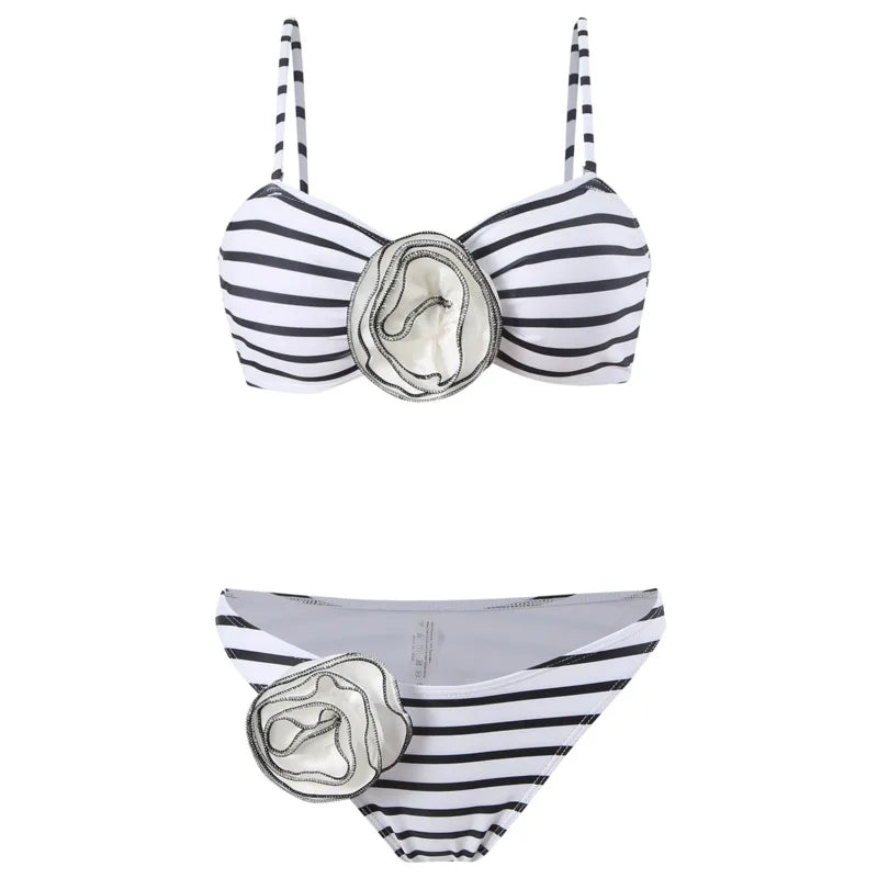 Canmol Striped Push Up Bikini Set for Women - Sexy Swimwear Beach Bathing Suits