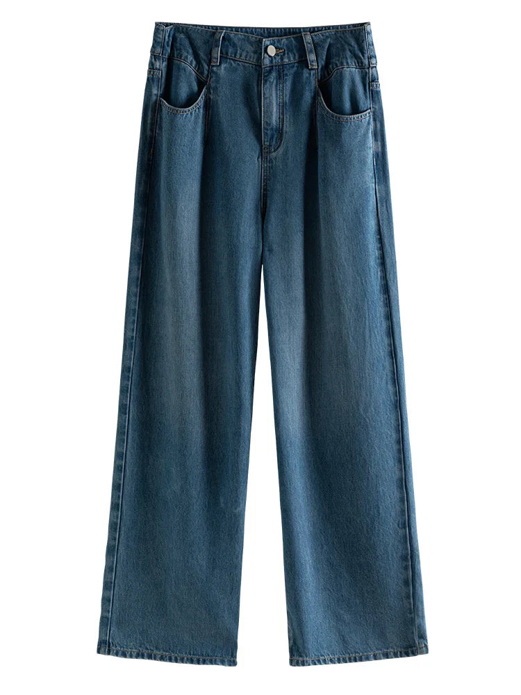 Canmol High Waist Wide-leg Jeans: Retro Thin Summer Light Jeans for Women