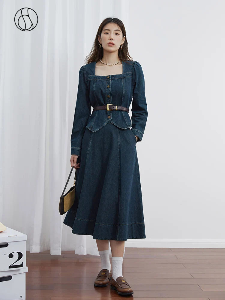 Canmol Denim Two-Piece Set: Autumn 2023 Office Lady Fashion