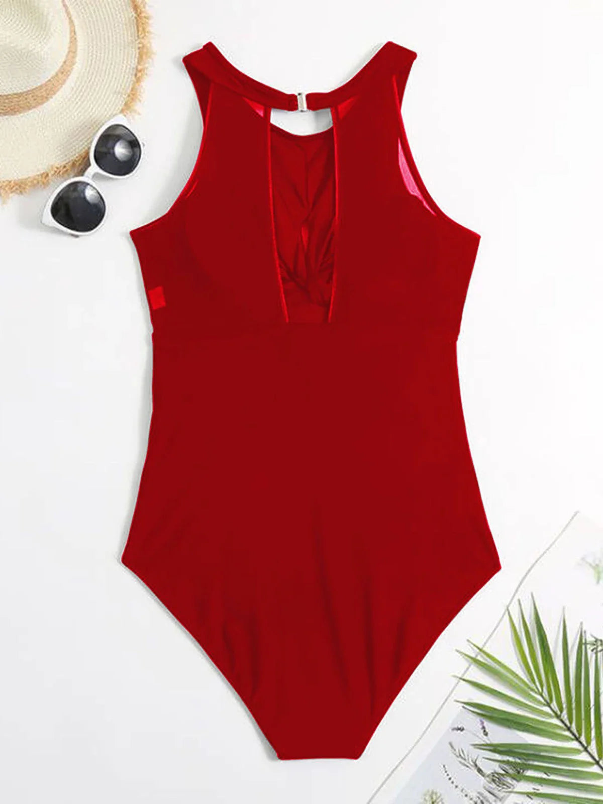 Canmol 2023 High Neck One Piece Swimsuit for Women - Solid Beachwear Bodysuit