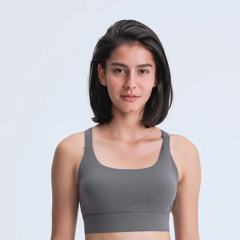 Canmol TEMB Women's Strappy Sports Bra - Medium Support Yoga with Removable Cups