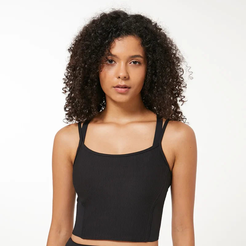 Canmol Women's Slim Fit Crop Tank Top - Sleeveless Yoga Camisole