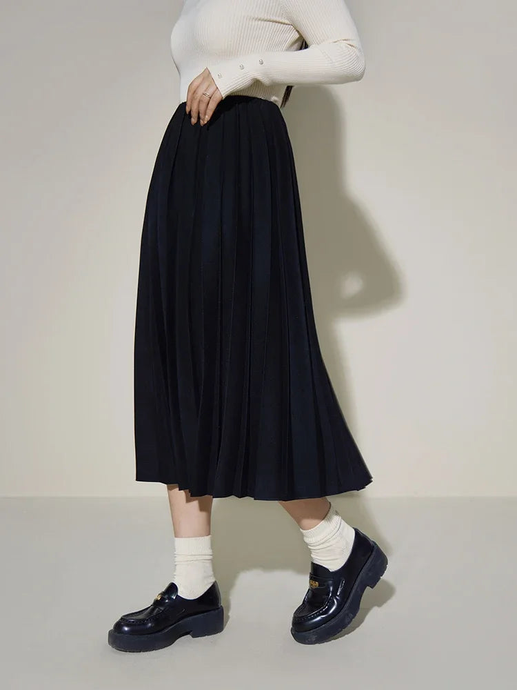 Canmol Winter Pleated Skirt: Casual Three-dimensional A-line Skirt for Women