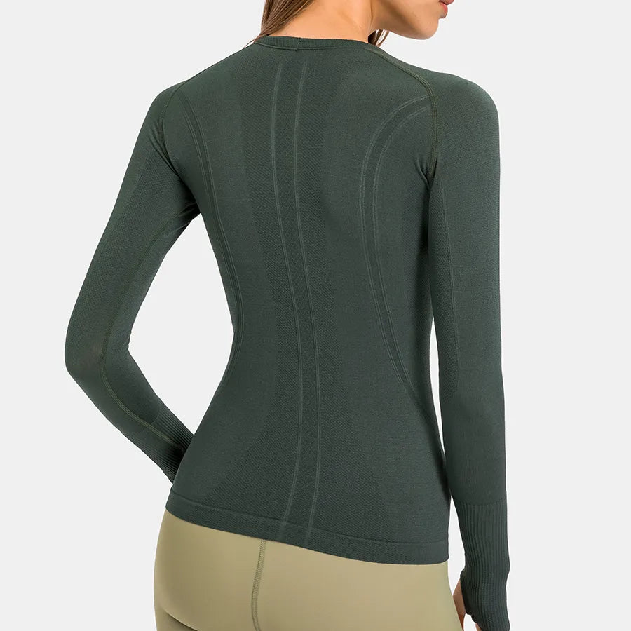 Canmol OCEAN Seamless Yoga Top: Stretchy Long Sleeve Workout Shirt