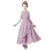 Canmol Chiffon Junior Bridesmaid Ankle-Length Dress for Teens in Wedding Party