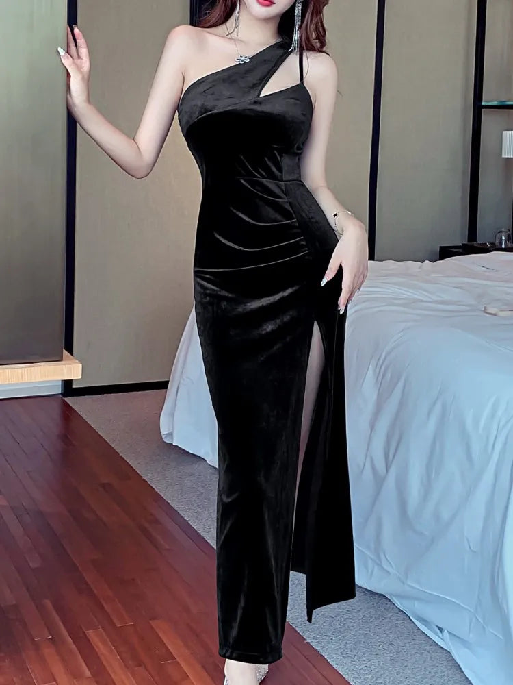 Canmol Elegant Midi Bodycon Dress Slim Fit Vintage Style for Prom Night