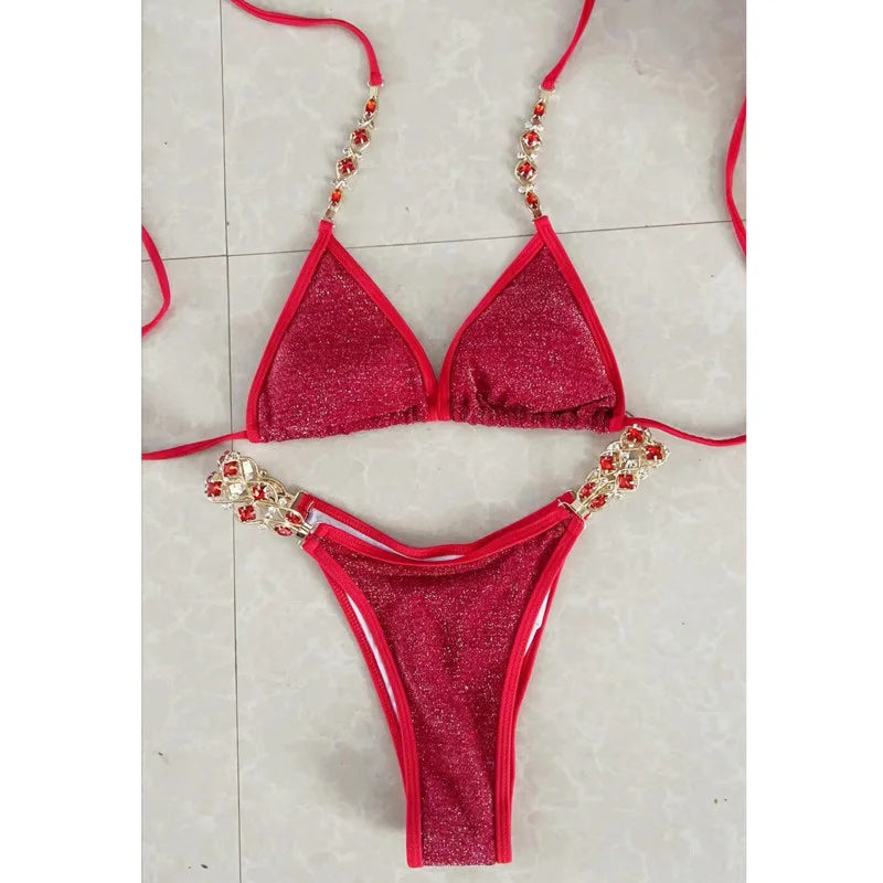 Canmol Rhinestone Push-Up Bikini Set for Beach and Pool 2023