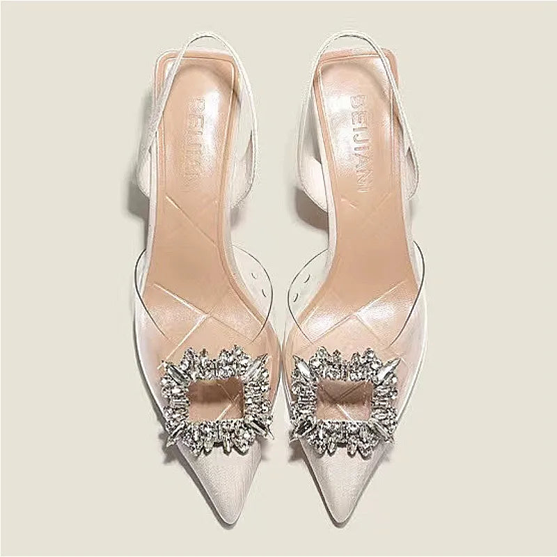 Canmol Glamour Heights: Crystal Transparent Pointed Toe High Heels